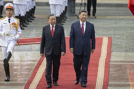 Tổng Bí thư Tô Lâm chủ trì Lễ đón trọng thể Tổng Bí thư, Chủ tịch Trung Quốc Tập Cận Bình thăm cấp Nhà nước tới Việt Nam từ ngày 14 đến 15/4/2025. (Ảnh: ĐĂNG KHOA)