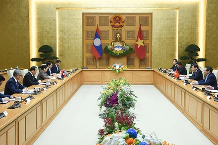 Quang cảnh cuộc làm việc. (Ảnh: TRẦN HẢI)