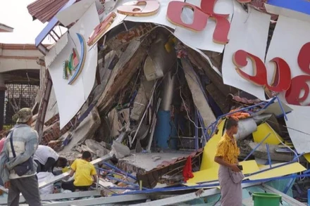 Cảnh đổ vỡ tại thủ đô Nay Pyi Taw, Myanmar, sau trận động đất ngày 28/3/2025. (Ảnh: Tân Hoa xã)