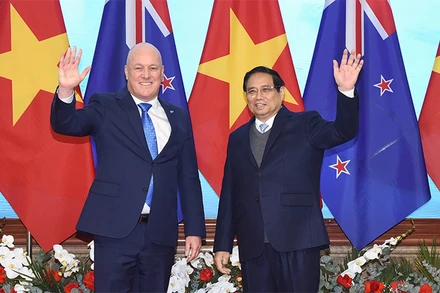 Thủ tướng Phạm Minh Chính và Thủ tướng New Zealand Christopher Luxon. (Ảnh: TRẦN HẢI)