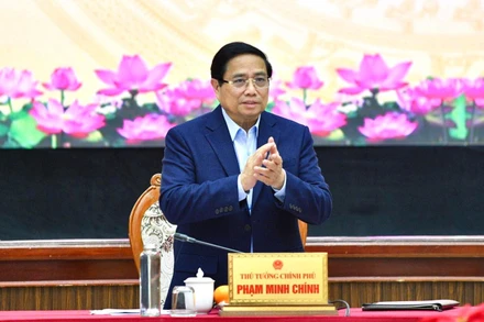 Thủ tướng Phạm Minh Chính chủ trì cuộc làm việc với Ban Thường vụ Tỉnh ủy Quảng Nam. (Ảnh: THANH GIANG)