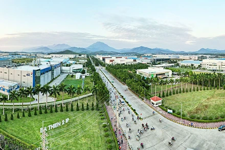 Với hạ tầng đồng bộ, cảnh quan đẹp, Khu công nghiệp Bá Thiện II (Vĩnh Phúc) hấp dẫn nhà đầu tư. (Ảnh: KHÁNH LINH)