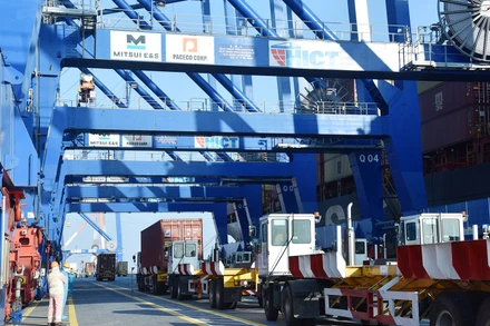 Cảng container quốc tế Lạch Huyện, thành phố Hải Phòng do Công ty TNHH Cảng container quốc tế Tân Cảng Hải Phòng (Tổng công ty Tân Cảng Sài Gòn) quản lý và vận hành. (Ảnh: TRẦN HẢI)