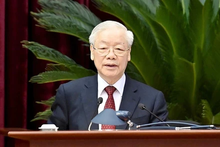 Tổng Bí thư Nguyễn Phú Trọng phát biểu chỉ đạo hội nghị. 