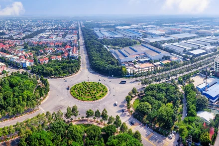 Một góc khu công nghiệp-đô thị và dịch vụ Mỹ Phước tại thị xã Bến Cát (Bình Dương) do Tổng công ty Becamex IDC đầu tư.