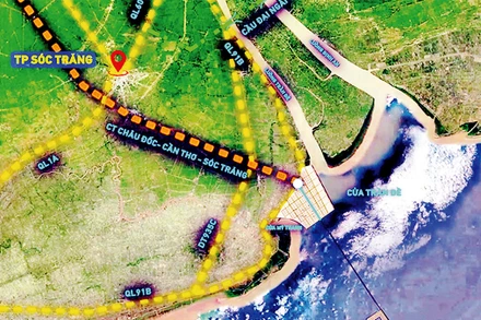 Vị trí cảng biển Trần Ðề khi kết nối vào hệ thống giao thông.