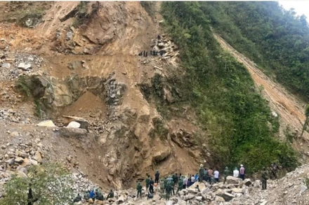 Hiện trường vụ sạt lở đất xảy ra tại xã Sì Lờ Lầu, huyện Phong Thổ, Lai Châu.