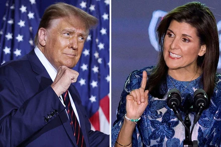 Cựu Đại sứ Mỹ tại Liên hợp quốc Nikki Haley và cựu Tổng thống D.Trump tranh cử tại New Hampshire.