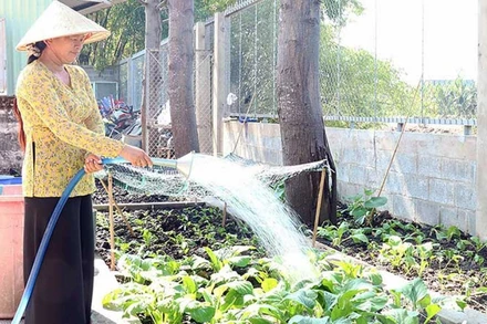 Nhu cầu sử dụng nước sạch của người dân tại xã Tân Tập, huyện Cần Giuộc, tỉnh Long An trong sinh hoạt và sản xuất được bảo đảm. (Ảnh SƠN QUÊ)