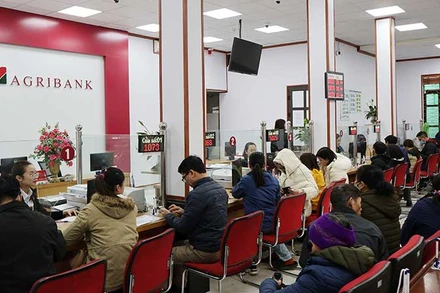 Khách hàng giao dịch tại chi nhánh ngân hàng Agribank.