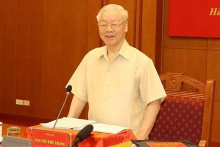 Tổng Bí thư Nguyễn Phú Trọng phát biểu chỉ đạo phiên họp. (Ảnh: Trí Dũng/TTXVN)