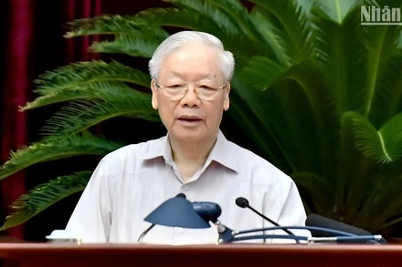 Tổng Bí thư Nguyễn Phú Trọng phát biểu chỉ đạo hội nghị. (Ảnh: ĐĂNG KHOA)