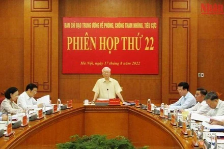 Tổng Bí thư Nguyễn Phú Trọng, Trưởng Ban Chỉ đạo phát biểu tại hội nghị.