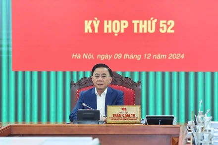 Đồng chí Trần Cẩm Tú, Ủy viên Bộ Chính trị, Thường trực Ban Bí thư, Chủ nhiệm Ủy ban Kiểm tra Trung ương chủ trì Kỳ họp thứ 52 của Ủy ban Kiểm tra Trung ương Đảng. (Ảnh: THỦY NGUYÊN)