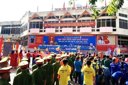 Quang cảnh Lễ khai mạc Đại hội Thể dục thể thao tỉnh Đắk Lắk lần thứ 9 năm 2021-2022.