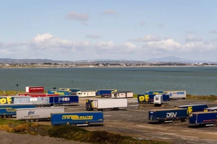 Những người di cư được phát hiện trong một chiếc xe container đông lạnh ở cảng Rosslare. (Ảnh: Bloomberg)