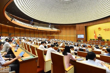 Quang cảnh phiên thảo luận tại Hội trường Diên Hồng về đánh giá bổ sung kết quả thực hiện kế hoạch phát triển kinh tế-xã hội và ngân sách nhà nước năm 2022; tình hình thực hiện kế hoạch phát triển kinh tế-xã hội và ngân sách nhà nước những tháng đầu năm 2023, ngày 31/5.