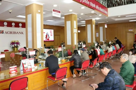 Khách hàng giao dịch tại chi nhánh Ngân hàng Agribank.
