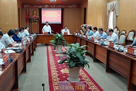 Đồng chí Nguyễn Xuân Thắng phát biểu tại buổi làm việc.