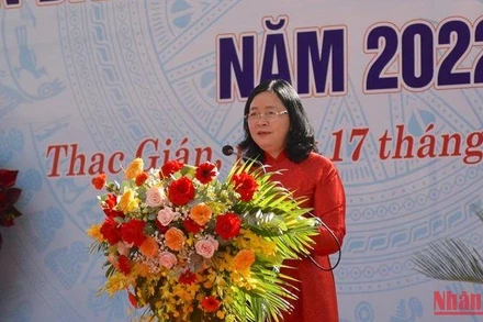 Bí thư Trung ương Đảng, Trưởng Ban Dân vận Trung ương Bùi Thị Minh Hoài phát biểu chỉ đạo tại Ngày hội. 