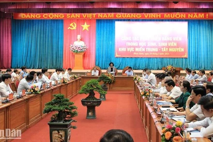 Quang cảnh Hội thảo công tác phát triển đảng viên trong học sinh, sinh viên khu vực miền trung-Tây Nguyên. 