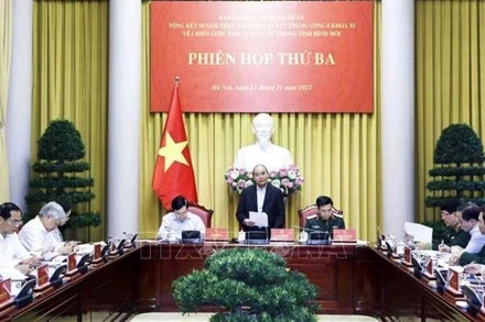 Chủ tịch nước Nguyễn Xuân Phúc phát biểu chỉ đạo. (Ảnh: TTXVN)