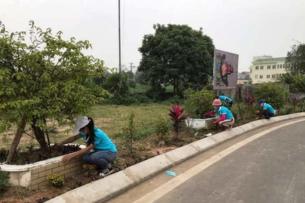 Phụ nữ huyện Đan Phượng ra quân làm đẹp cảnh quan, môi trường.