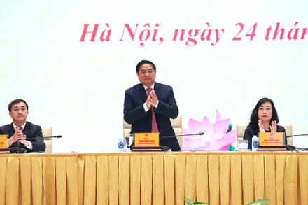 [Ảnh] Thủ tướng Phạm Minh Chính dự Hội nghị triển khai công tác y tế năm 2023. 