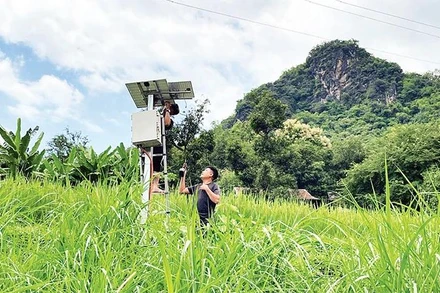 Hệ thống cảnh báo lũ quét trên Suối Vạt, xã Trường Đông, huyện Yên Châu (Sơn La). 
