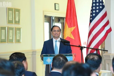 Thủ tướng Phạm Minh Chính phát biểu ý kiến tại buổi đến thăm Trường Đại học Tổng hợp San Francisco (USF).