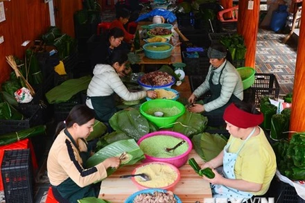 [Ảnh] Làng nghề bánh chưng gù Bản Tùy ở Hà Giang tất bật cho vụ Tết