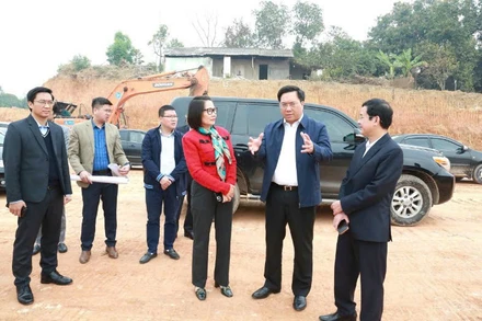 Chủ tịch Ủy ban nhân dân tỉnh Trần Duy Đông trao đổi với huyện Tam Dương tại thực địa. 