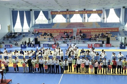 Toàn cảnh buổi lễ khai mạc Giải vô địch Judo quốc gia năm 2023.