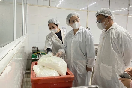 Đoàn công tác số 3 về an toàn thực phẩm của thành phố Hà Nội kiểm tra xưởng sản xuất của Công ty TNHH chế biến thực phẩm Đông Đô.