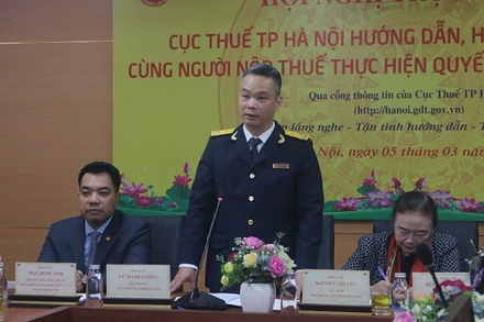 Lãnh đạo Cục Thuế Hà Nội phát biểu tại Hội nghị.