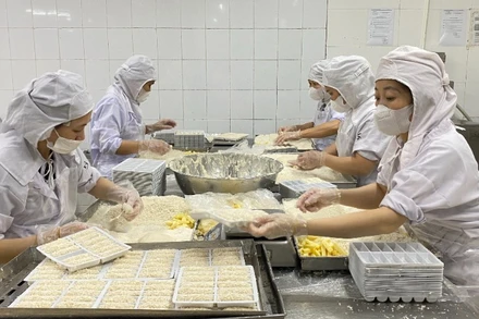 Sản xuất tại Công ty TNHH Chế biến thực phẩm Đông Đô. (Ảnh: NGUYÊN TRANG)