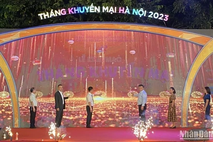 Các đại biểu thực hiện nghi thức khai mạc chương trình.