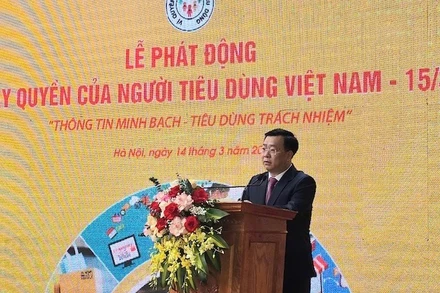 Giám đốc Sở Công thương Hà Nội Võ Nguyên Phong phát biểu tại lễ phát động.