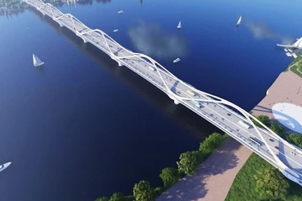 Dự án cầu Trần Hưng Đạo, một trong những nhiệm vụ được đưa vào "làn xanh" của thành phố Hà Nội. (Trong ảnh: Phối cảnh cầu Trần Hưng Đạo)