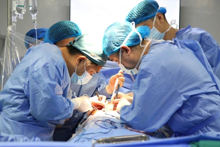 Các y, bác sĩ Bệnh viện đa khoa tỉnh Phú Thọ tiến hành ghép tạng cho người bệnh suy thận.