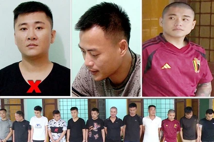 Vũ Đình Hiếu (X) và các đối tượng trong đường dây đánh bạc.