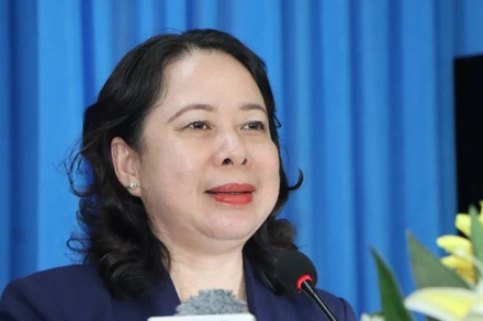 Phó Chủ tịch nước Võ Thị Ánh Xuân phát biểu tại buổi tiếp xúc cử tri.