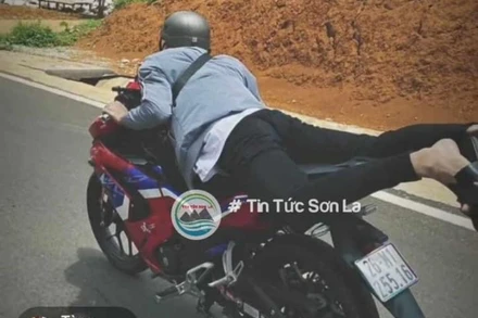 Hình ảnh vi phạm trật tự an toàn giao thông được Q.V.S đăng tải lên mạng xã hội.