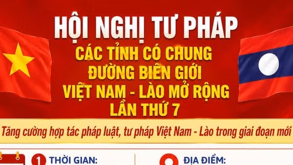 Hội nghị Tư pháp các tỉnh có chung đường biên giới Việt Nam-Lào mở rộng lần thứ 7. (Nguồn: Bộ Tư pháp)