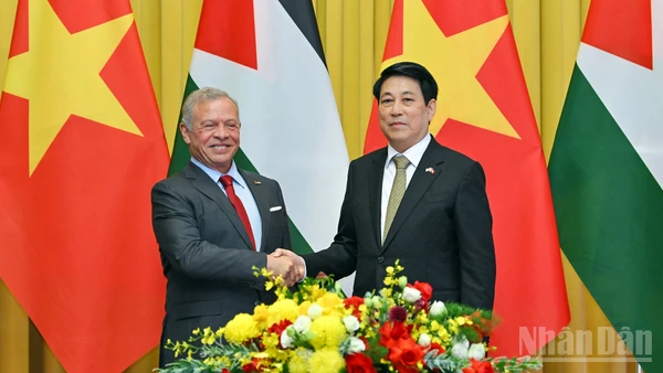 Chủ tịch nước Lương Cường và Quốc vương Jordan Abdullah II Ibn Al Hussein.