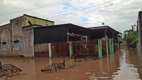 Xã Sông Lũy có nhiều nhà bị ngập sâu.