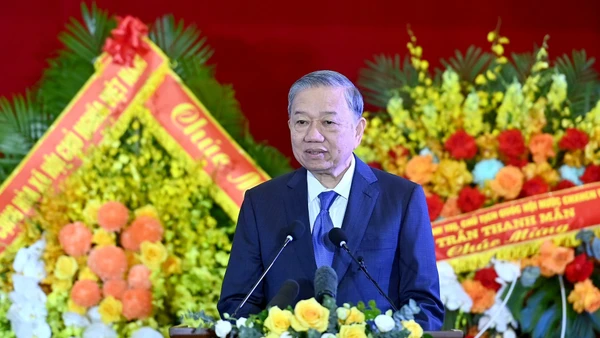 Tổng Bí thư Tô Lâm phát biểu tại Lễ kỷ niệm 80 năm Ngày truyền thống Tòa án nhân dân. (Ảnh: ĐĂNG KHOA)