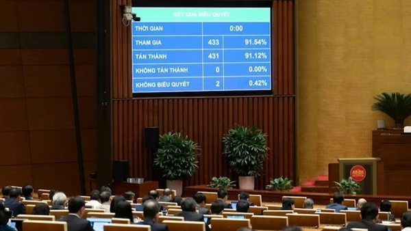 Quốc hội thông qua Nghị quyết. (Ảnh: DUY LINH)