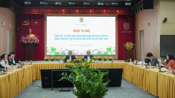 Hội nghị tổng kết 10 năm thực hiện Nghị định số 52/2015/NĐ-CP ngày 28/5/2015 về cơ sở dữ liệu quốc gia về pháp luật. (Ảnh: TL)