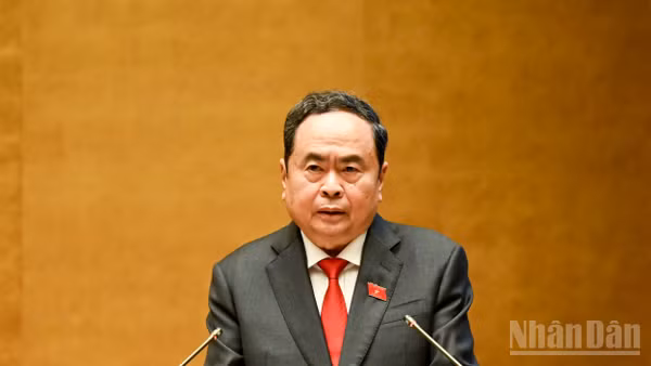 Chủ tịch Quốc hội khóa XV Trần Thanh Mẫn phát biểu khai mạc Kỳ họp thứ nhất, Quốc hội khóa XVI. (Ảnh: DUY LINH)